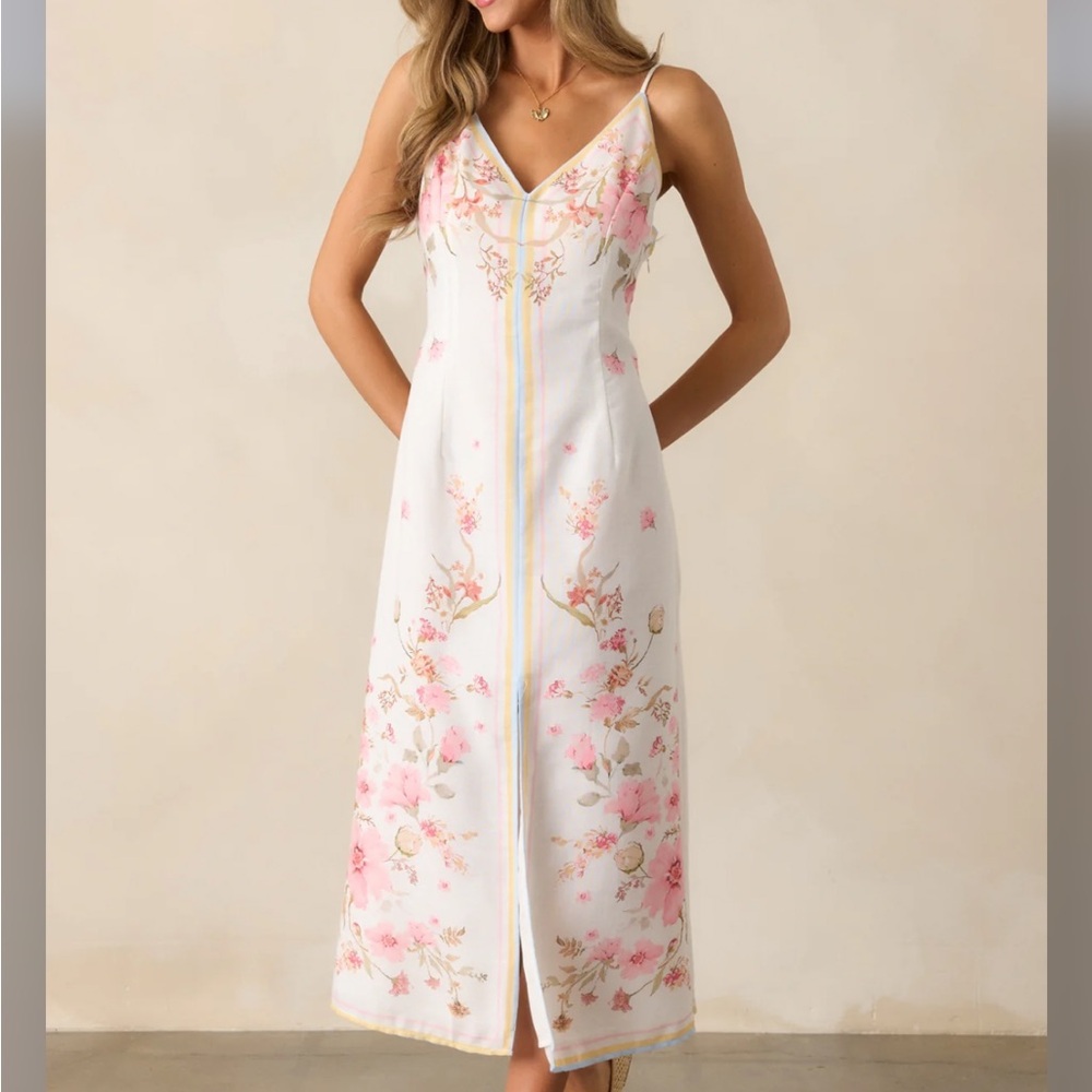 Enchanted Bloom Ivory Multi Floral Midi Dress